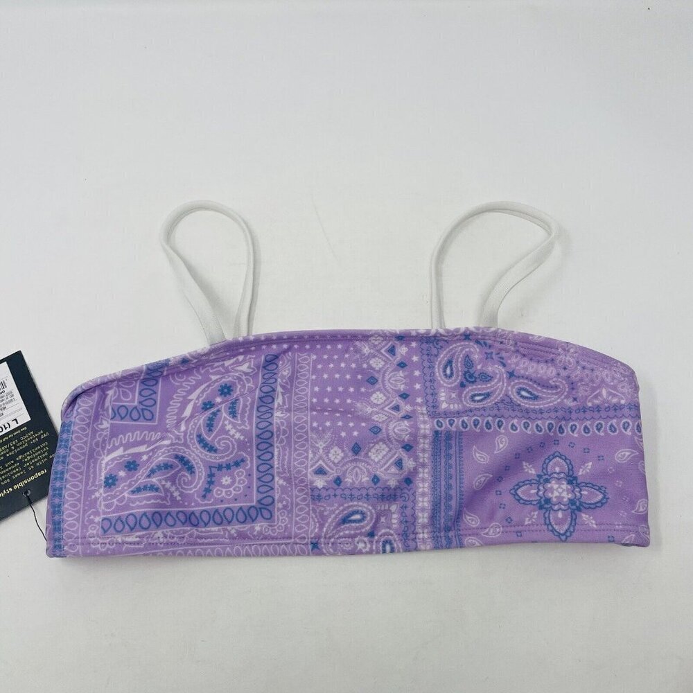 Art Class Girls Large 10/12 Bandana Print‎ Bralette Bikini Swim Top Purple 1654